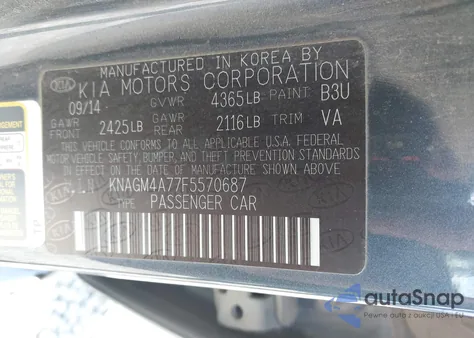 2015 Kia Optima Lx из США, поврежденный, VIN KNAGM4A77F5570687